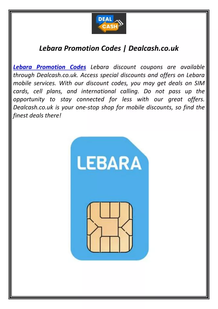 ppt-lebara-promotion-codes-dealcash-co-uk-powerpoint-presentation