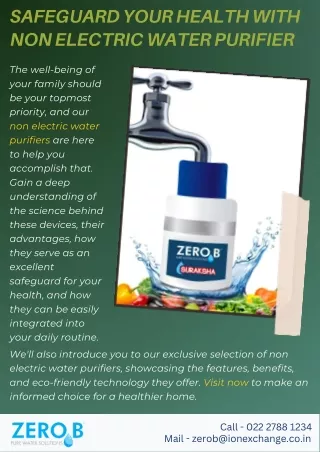 safeguard your health with non electric water