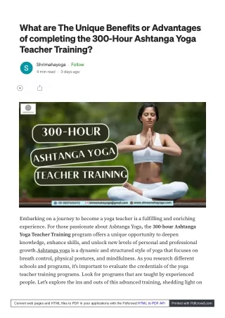 300-Hour Ashtanga Yoga Teacher Training: A Comprehensive Guide