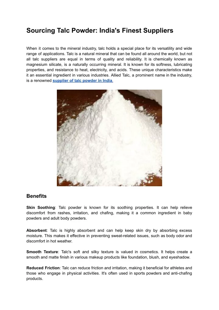 sourcing talc powder india s finest suppliers