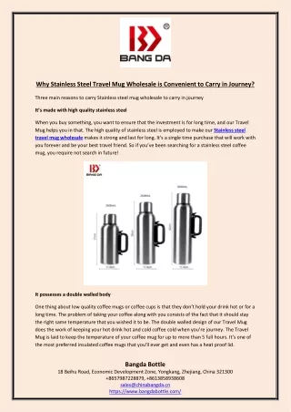 Why Stainless Steel Travel Mug Wholesale is Convenient to Carry in Journey