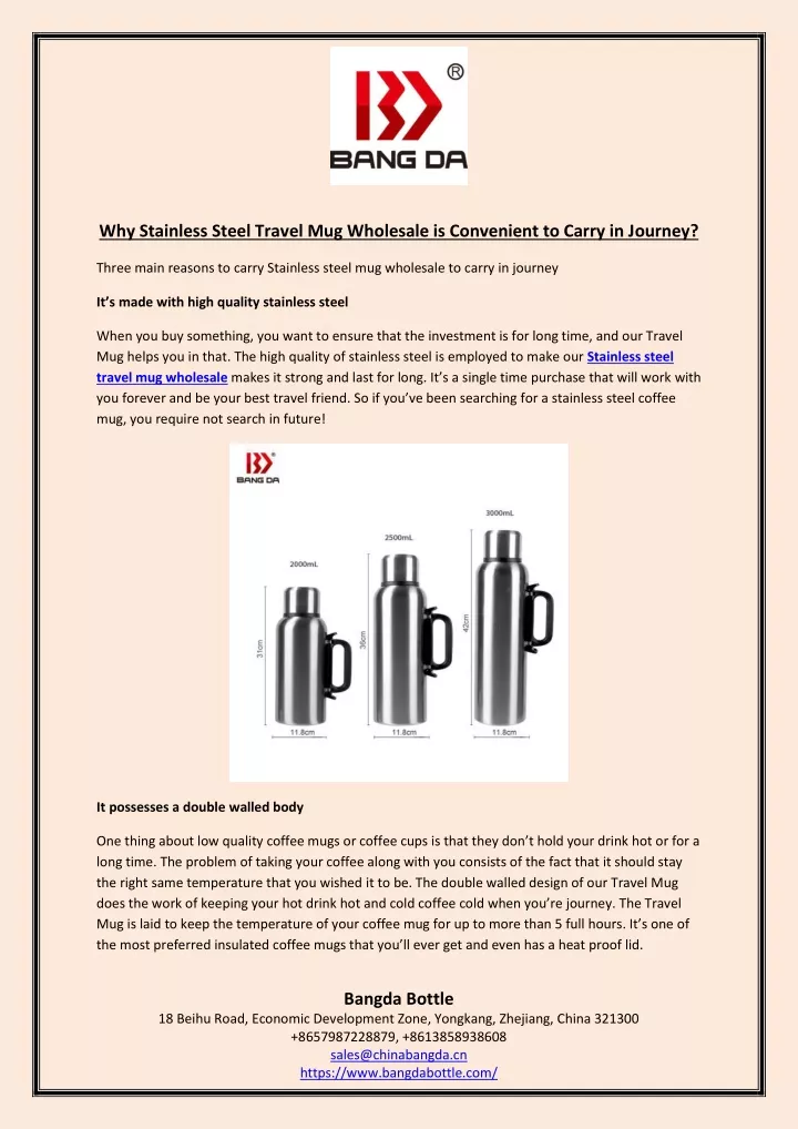 why stainless steel travel mug wholesale