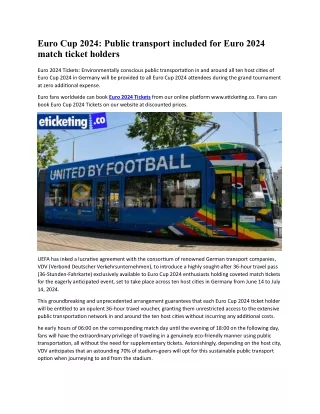 Euro Cup 2024 Public transport included for Euro 2024 match ticket holders