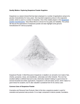 Quality Matters: Exploring Soapstone Powder Suppliers