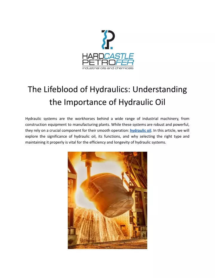 the lifeblood of hydraulics understanding