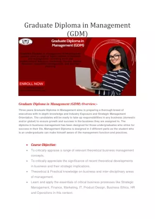 graduate diploma in management gdm