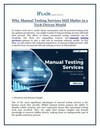 Why Manual Testing Services Still Matter in a Tech-Driven World