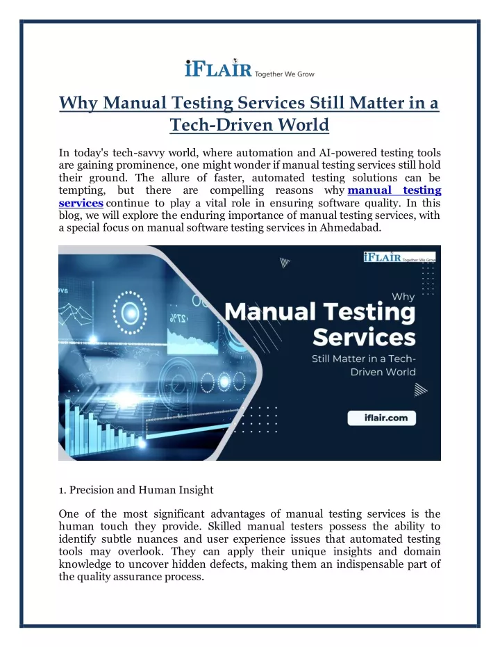 why manual testing services still matter