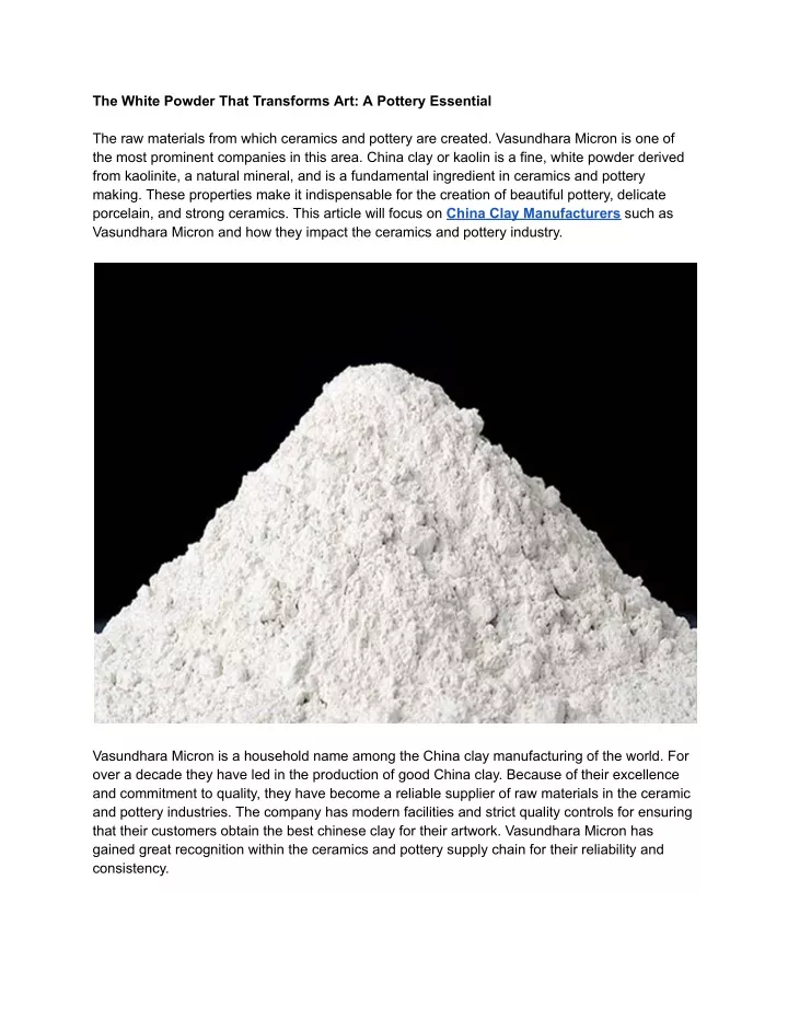 the white powder that transforms art a pottery