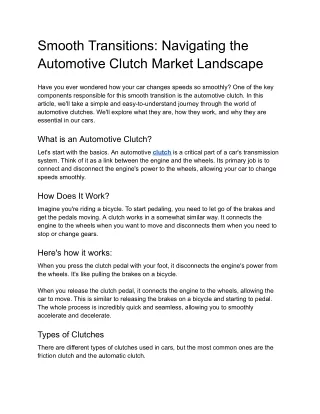 Smooth Transitions_ Navigating the Automotive Clutch Market Landscape