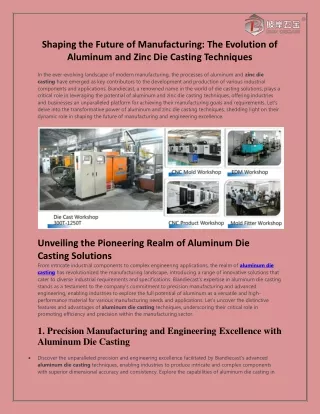 Shaping the Future of Manufacturing The Evolution of Aluminum and Zinc Die Casting Techniques