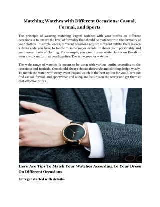 Matching Watches with Different Occasions_ Casual, Formal, and Sports