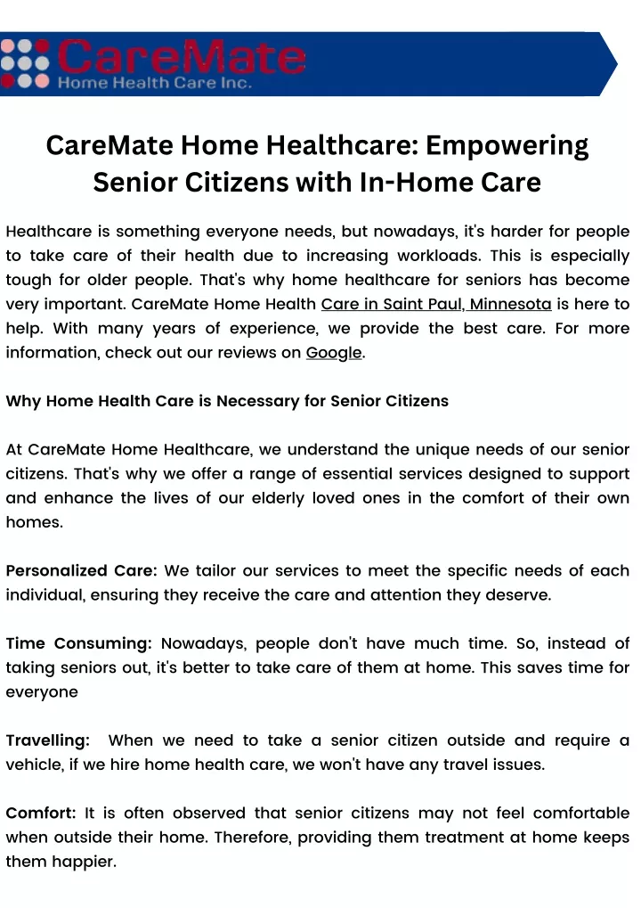 caremate home healthcare empowering senior