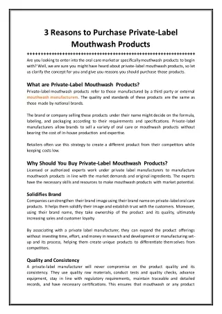 3 Reasons to Purchase Private Label Mouthwash Products