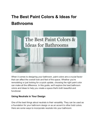 The Best Paint Colors & Ideas for Bathrooms