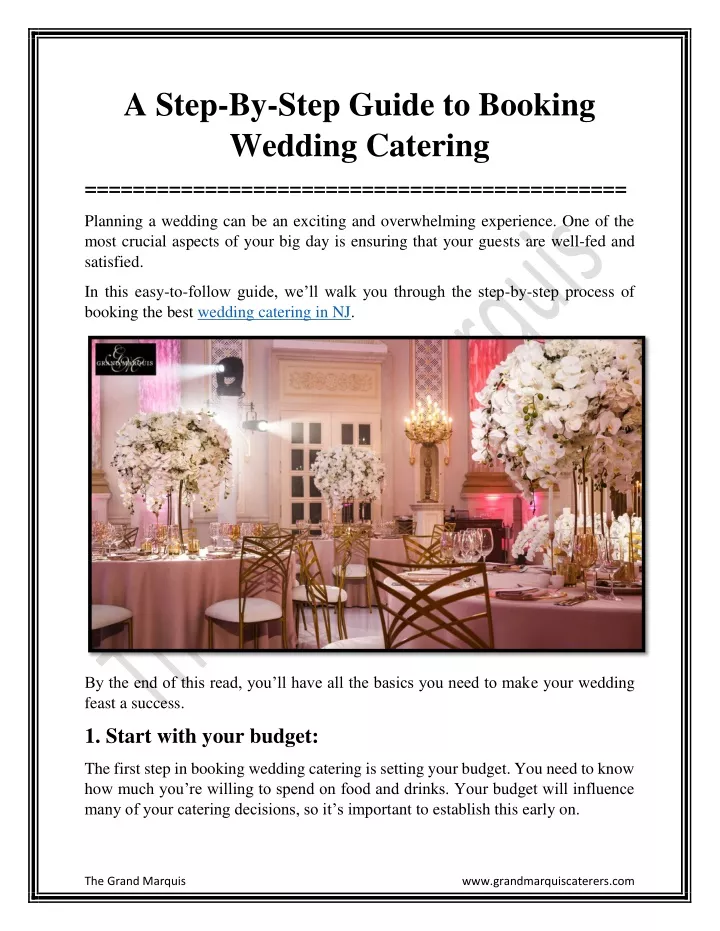 a step by step guide to booking wedding catering