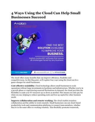 4 ways using the cloud can help small businesses