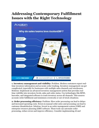 addressing contemporary fulfillment issues with