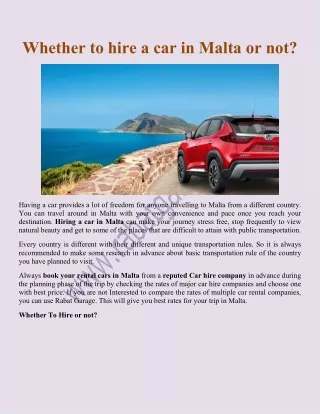 Whether to hire a car in Malta or not?