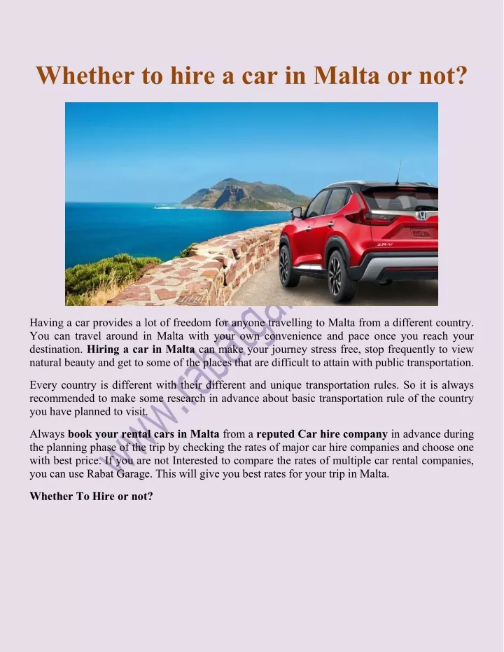 whether to hire a car in malta or not