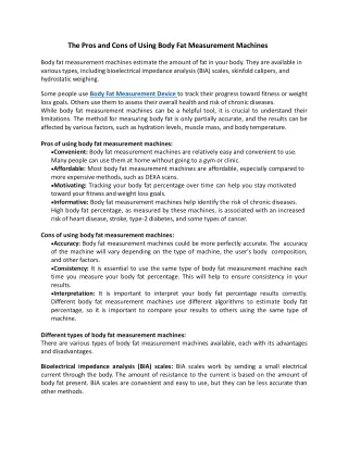 The Pros and Cons of Using Body Fat Measurement Machines