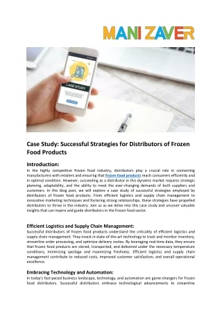 Case Study: Successful Strategies for Distributors of Frozen Food Products