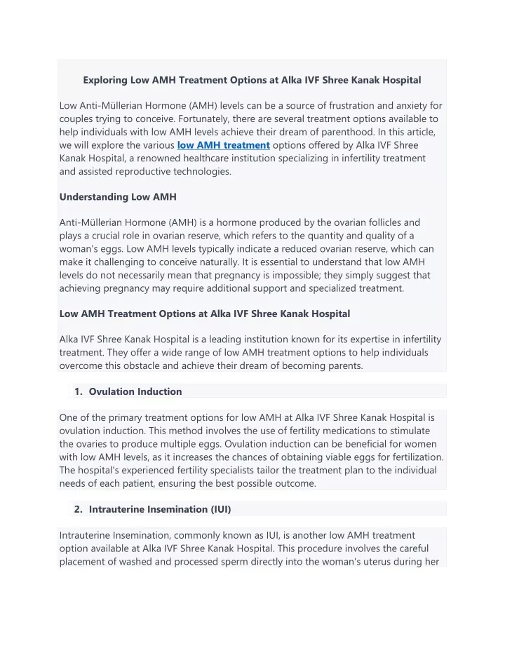 exploring low amh treatment options at alka