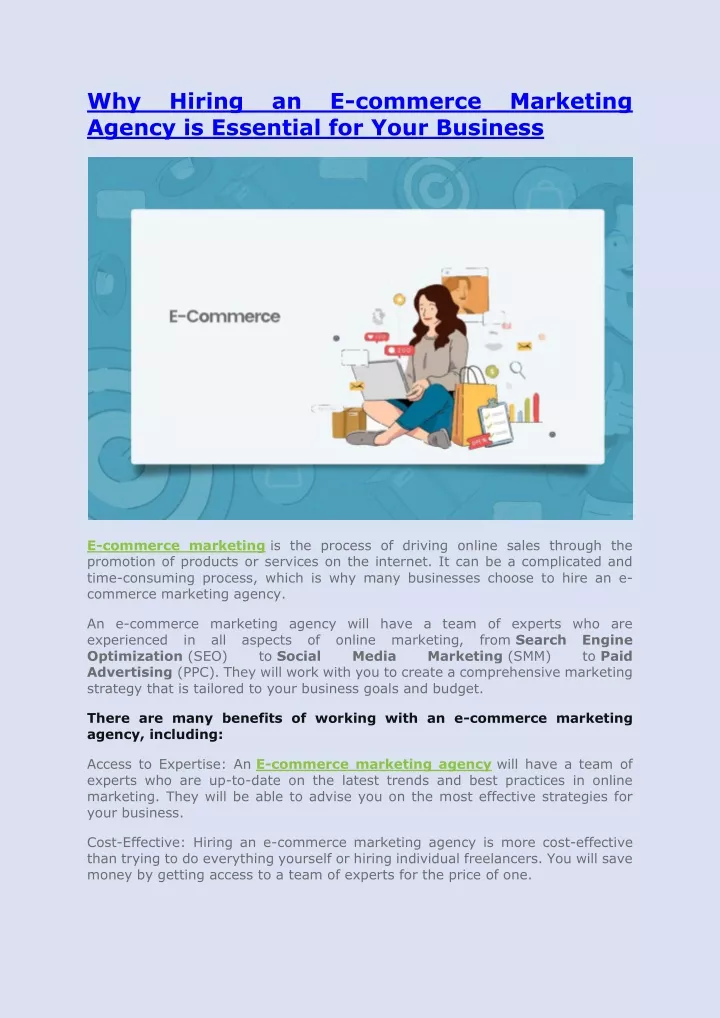 PPT - Why Hiring An E-commerce Marketing Agency Is Essential For Your ...