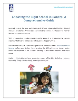 Choosing the Right School in Bandra A Comprehensive Guide