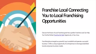 Franchise Local Connecting You to Local Franchising Opportunities