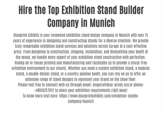 Hire the Top Exhibition Stand Builder Company in Munich