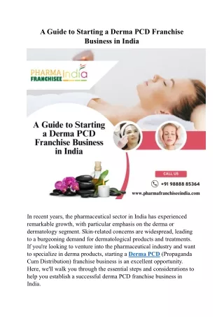 A Guide to Starting a Derma PCD Franchise Business in India