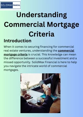 Understanding Commercial Mortgage Criteria