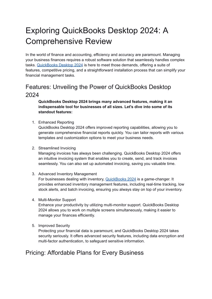 PPT Exploring QuickBooks Desktop 2024_ A Comprehensive Review