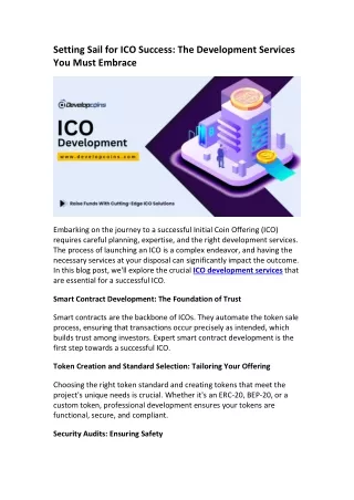 setting sail for ico success the development