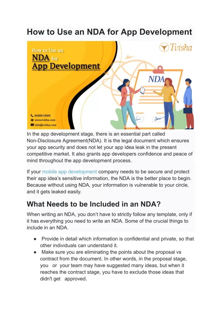 how to use an nda for app development