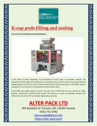 k cup pods filling and sealing