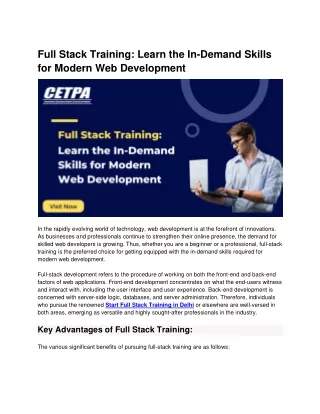 full stack training learn the in demand skills