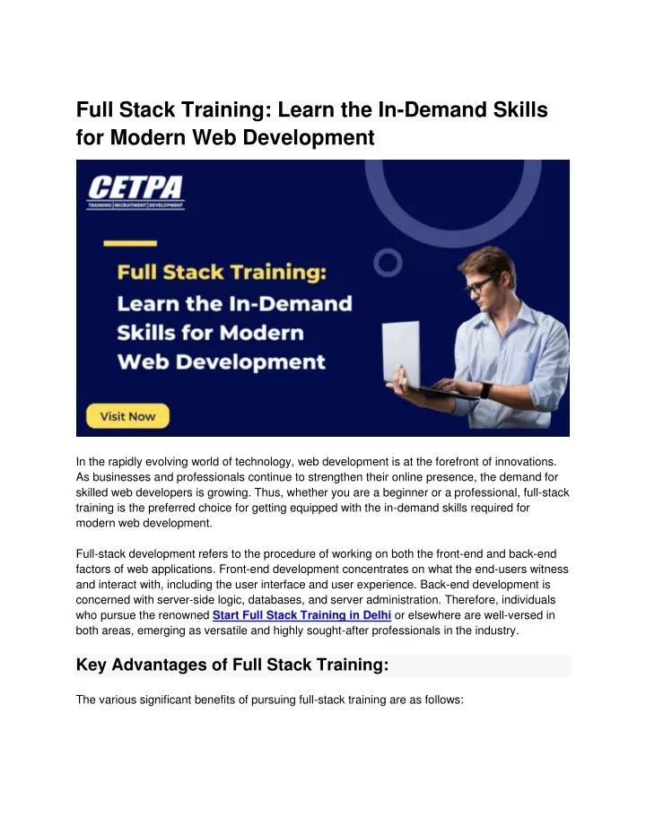 full stack training learn the in demand skills