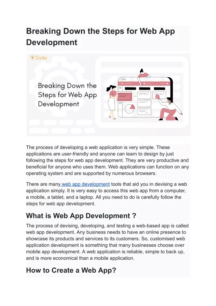 breaking down the steps for web app development
