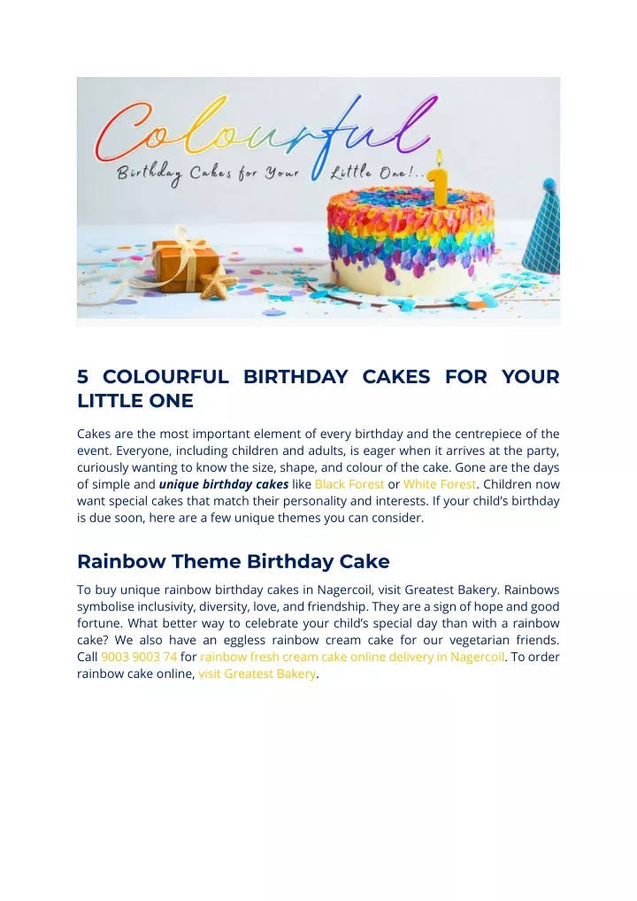 5 colourful birthday cakes for your little one