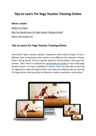Tips to Learn Yin Yoga Teacher Training Online