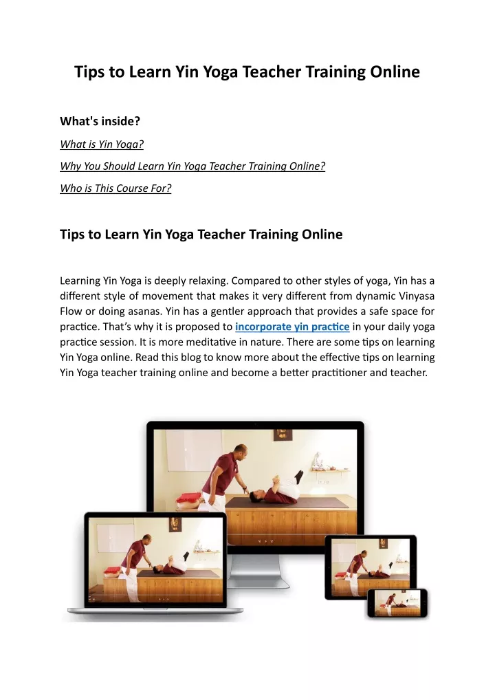 tips to learn yin yoga teacher training online