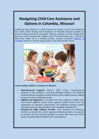 Best Childcare in Columbia - A World of Discoveries