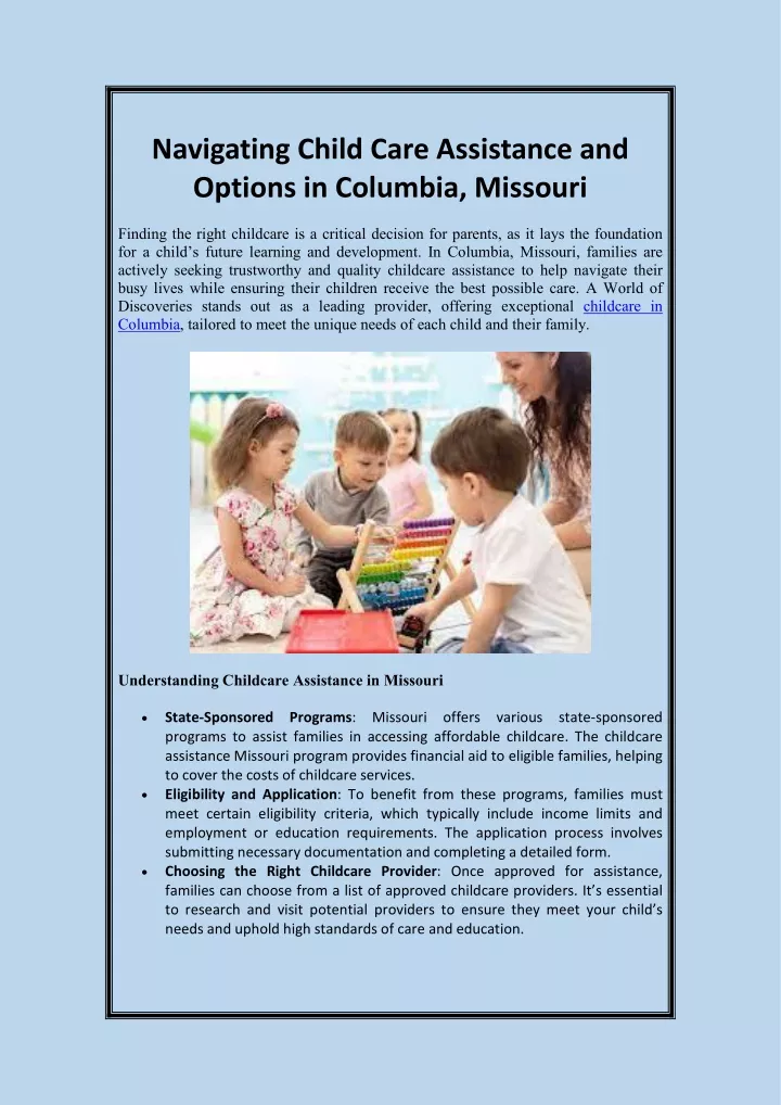navigating child care assistance and options