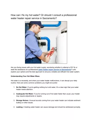 how can i fix my hot water or should i consult