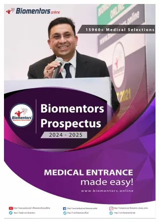 Biomentors Prospectus :  NEET Online Medical Entrance Coaching 2024