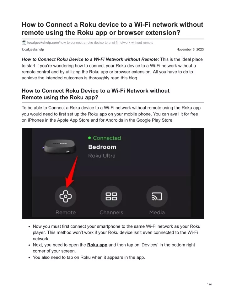 how to connect a roku device to a wi fi network