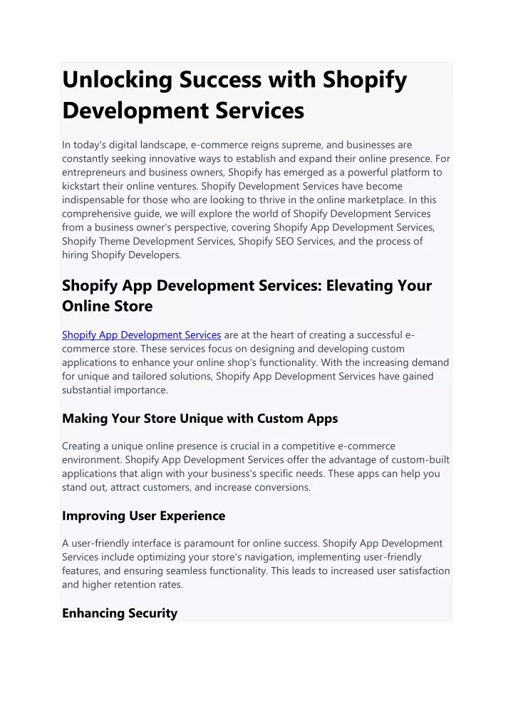 unlocking success with shopify development