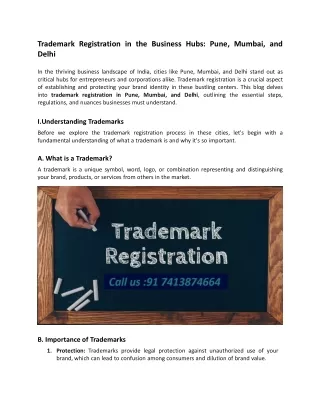Trademark Registration in the Business Hubs: Pune, Mumbai, and Delhi